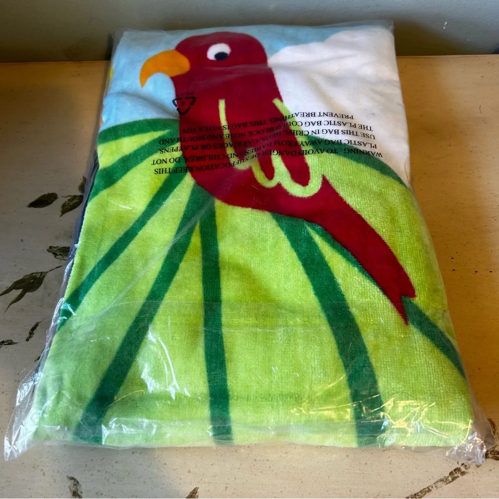Pug Dog Pirate Palm Tree Velour Beach Towel 30”x 60” New NWT